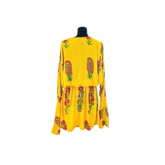 ASOS Boho Yellow Floral Kimono Wrap Mini Dress - XL - Picture 5 of 8